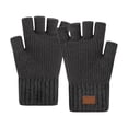 thumbnail image 2 of CUZIBR Snow Gloves Women Thermal Half Finger Knitted Fingerless Texting Wool Gloves Mitten Working Warm For Running Driving Hiking, 2 of 4