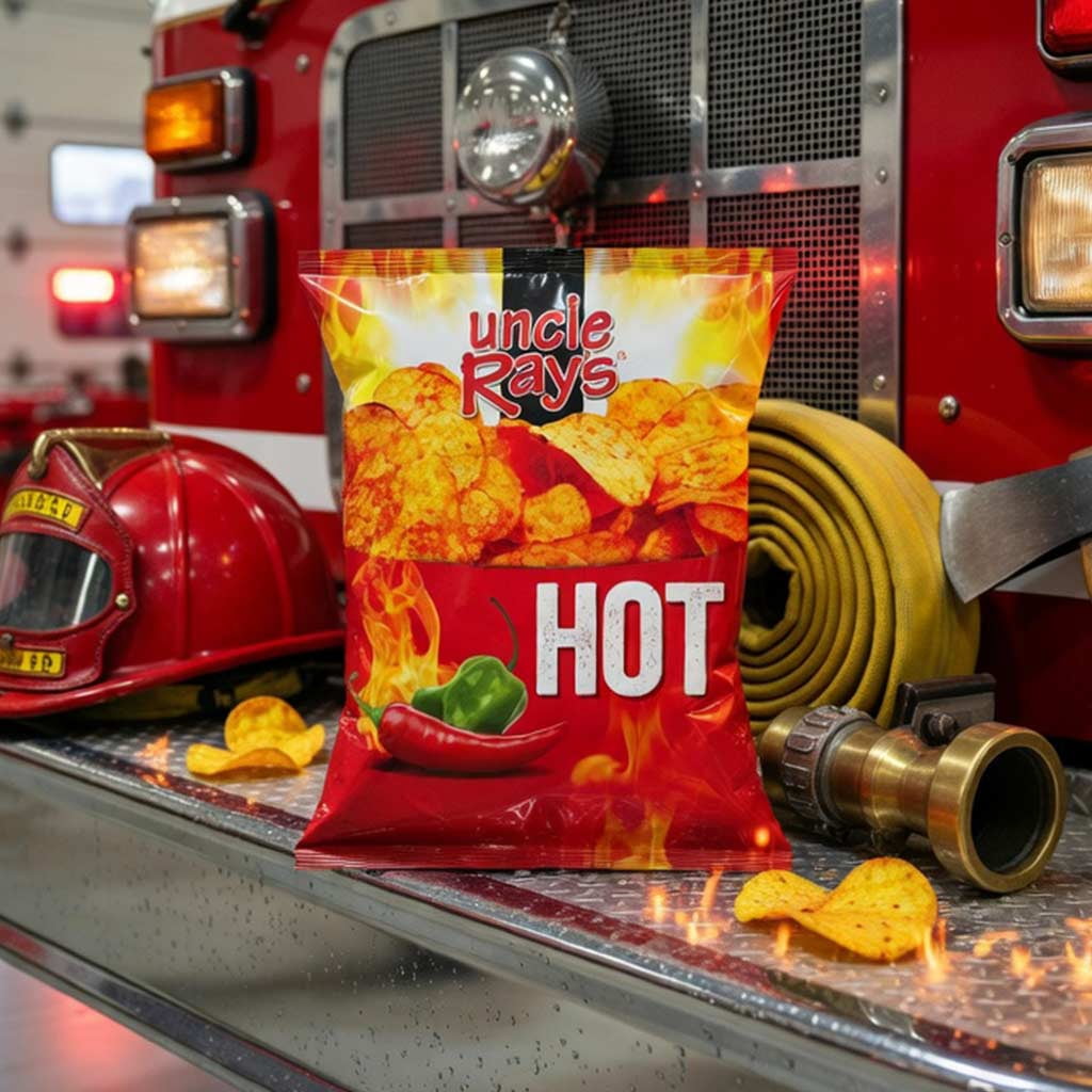Uncle Ray’s Hot Potato Chips, 1.5 oz Bags (Pack of 12) | Individual Snack Size Crispy Chips | Spicy Bold Flavor | Fresh & Crunchy Snack Pack | Bundled by SUPERDEALS with Mystery Gift
