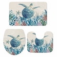 thumbnail image 2 of Summer Marine Life Bathroom Rugs Set Ocean Sea Turtle Starfish Coral Vintage Non Slip Absorbent Soft Bath Mats 3 Piece Set with Bathroom Rug, U-Shaped Floor Mat, Toilet Seat Cover Large Size, 2 of 9