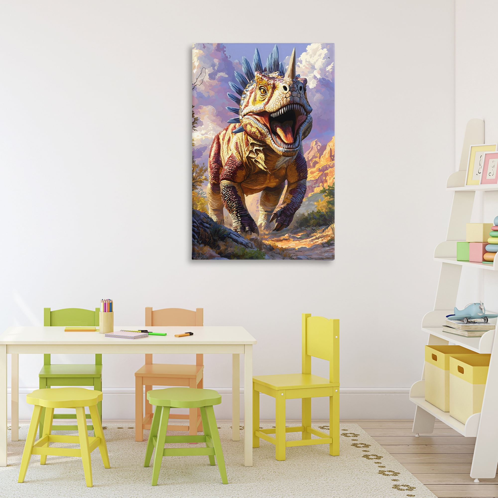 Stupell Industries Fierce Horned Dinosaur Canvas Wall Art, design by Creative Studio