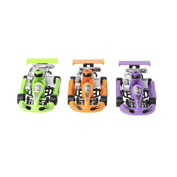 Mini Pull-Back Go-Kart Racer Set, Colorful Drivers, 3-Pack