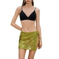 thumbnail image 7 of Women's Bikini Cover Up Sparkly Sequin Sarong Wrap Skirt Tie Side Fashion Summer Beach Shiny Coverups (M, Green), 7 of 7