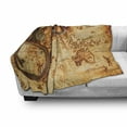 thumbnail image 2 of Vintage Soft Flannel Fleece Blanket, Historic Skull Compass Navigation Tools on World Map in Weathered Tones, Cozy Plush for Indoor and Outdoor Use, 50" x 60", Redwood and Sand Brown, by Ambesonne, 2 of 5