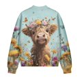 thumbnail image 5 of Xixirimido Women's Bomber Jackets Lightweight Zip Up Jacket Casual Vasity Jacket Coat Outerwear Windbreaker with Pockets, Highland Cow Butterfly Floral, 3X-Large, 5 of 7