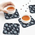 thumbnail image 4 of Leather Coasters with Heat-resistant for Drinks, White Jellyfish Print Black Cup Coasters Cup Pad Mat for Tabletop Protection, Coffee Table, Office Desk and Housewarming Gift, 4 of 5