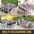 thumbnail image 5 of Purple Flowers Table Cloths for 6 Foot Rectangle Tables, Spring Floral Leaves Botanical Watercolor Patio Waterproof Elastic Fitted Tablecloths, Washable Rectangular Table Cover for Camping, 5 of 8