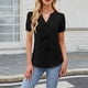 thumbnail image 4 of Tops de Color Sólido para Mujeres Manga Corta V-Cuello Correa Suéter Casual Top 95% Poliéster 5% Spandex, Nueva Blusa de Moda para el Uso Diario, 4 of 8