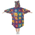 thumbnail image 2 of FORMRS Wearable Blanket Hoodie with Sleeves for Kids Cozy Flannel Sweatshirt, Colorful Checkered Daisy, 2 of 7