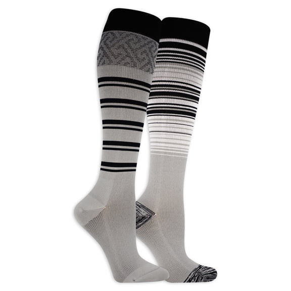 Dr. Scholl's by Scholls Wellness Company Women's Graduated Compression Socks, Black/Grey, 2-Pack