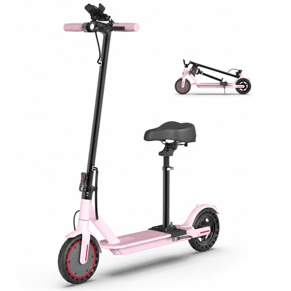 Pink Electric Scooter for Adults with Seat, 350W Motor, 8.5" Solid Tires, 19MPH Top Speed, 21 Mile Range, Foldable E Scooter with App Control, Phone Holder, Dual Braking System : Sports & Outdoor
