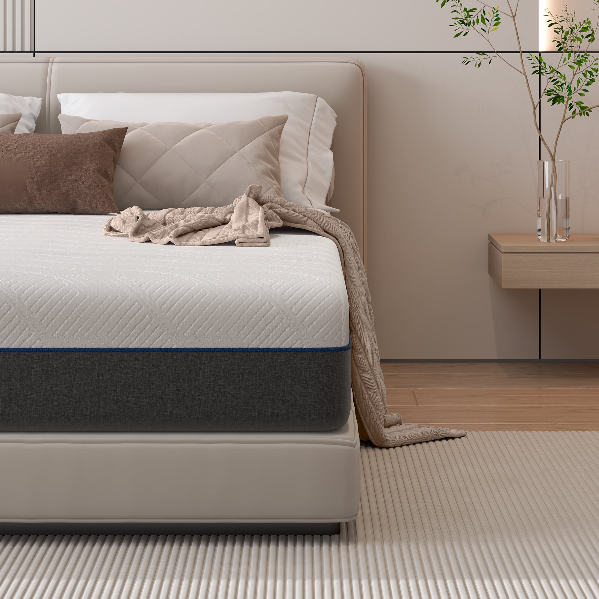 Doubleslee Full Mattress, 10" Gel Memory Foam Mattress Full Size, Innerspring Hybrid Mattress in a Box - Double-Sided Use.