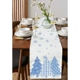 thumbnail image 4 of Ldtrchee Blue Christmas Table Runner 60 Inches, Blue Plaid Xmas Tree Snowflake Winter Bed Runner Dresser Scarves Tabletop for Indoor Outdoor Parties/Ceremony/Banquet, 13" x 60", 4 of 8