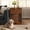 Brown, variant on Leumius End Table with Charging Station, Dog Crate with Hideaway Tempered Glass Door, Multi-Functional Pet Station Side Table with Storage Drawer for Small Medium Dog Brown