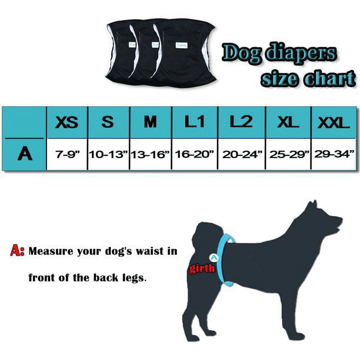 Genwiss Reusable Wrap Diapers for Male Dogs, Washable Puppy Belly Band Pack of 3 (M, 13''-16''Waist, Black+ Gray+ Green)