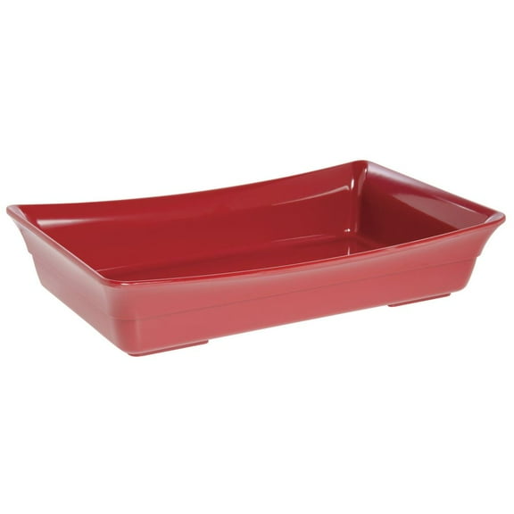 HUBERT® Cold Food Bar Pan Full Size Red Melamine Curveware Pan - 19 1/2"L x 12"W x 4"D