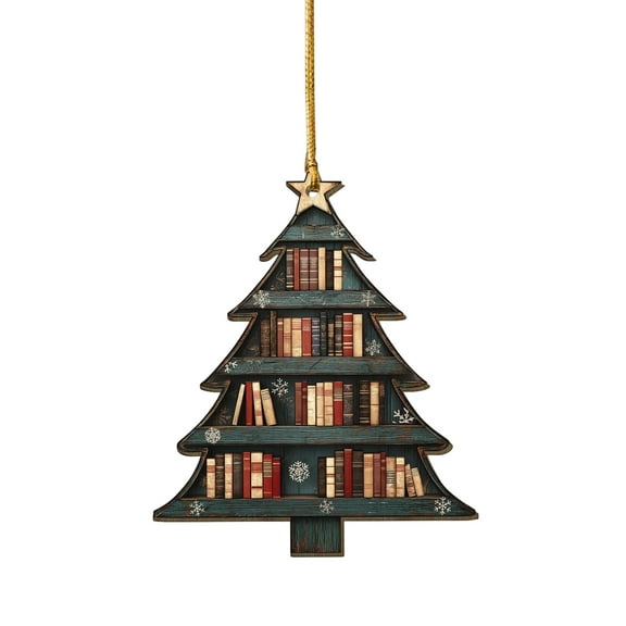 3.15Inch Christmas Book Tree Acrylic Ornament, Christmas Tree Book Gift, Book Lover Gift, Book Club Ornament, Bookish Ornament, Book Exchange Gifts