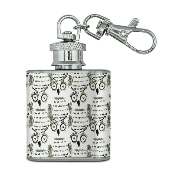 Sketchy Owls Stainless Steel 1oz Mini Flask Key Chain