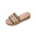 thumbnail image 2 of Women's Sandals Boho Wedge Flatform Open Toe Slip-on Round Toe Slides Slippers Casual Summer Beach Outdoor Footwear Dressy Sandals 6, 2 of 9