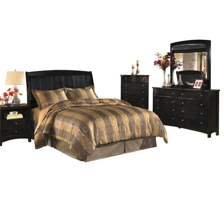 Ashley Furniture Harmony 5 Pc Queen Full Sleigh Headboard Bedroom Set W Chest Dark Brown