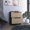 thumbnail image 3 of Modern Two-Drawer Nightstand, 19"H Black/Pine – Bedroom Storage, 3 of 5