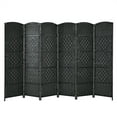 thumbnail image 1 of Costway 6-Panel Room Divider 6Ft Weave Fiber Folding Privacy Screen Black, 1 of 10