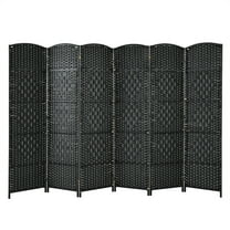 Costway 6-Panel Room Divider 6Ft Weave Fiber Folding Privacy Screen Black