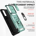 thumbnail image 2 of Heavy Duty Armor Case for Samsung Galaxy S21 FE, Rugged PC Soft TPU Military Grade Shockproof Metal Magnetic Car Mount Shockproof Cover with Camera Lens Sliding Ring Holder Bracket Case,Darkgreen, 2 of 8