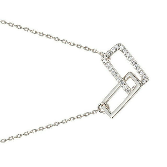 Guardurnaity Collar con forma de cuadrado doble brillante Colgante de diamantes brillantes Ropa, zapatos y accesorios Miscelánea