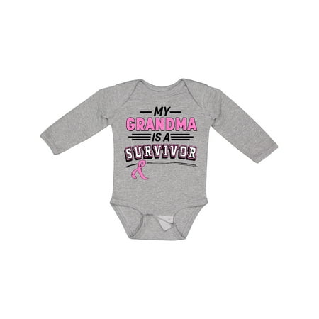 

Inktastic My Grandma is a Survivor Breast Cancer Awareness Gift Baby Boy or Baby Girl Long Sleeve Bodysuit