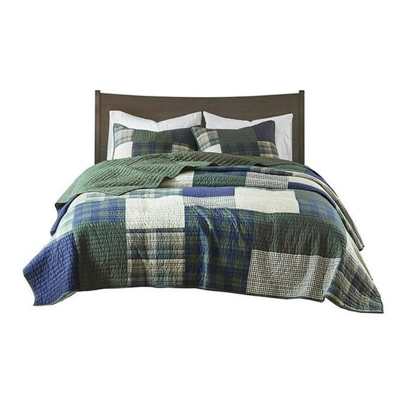 Pemberly Row 3-Pc Farmhouse 100 Percent Cotton Mill Creek Quilt Mini Set - Green