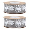 thumbnail image 3 of Satin Ribbon, Gift Ribbon Gray Printing Snowflake Deer  For Party For Holiday, 3 of 8