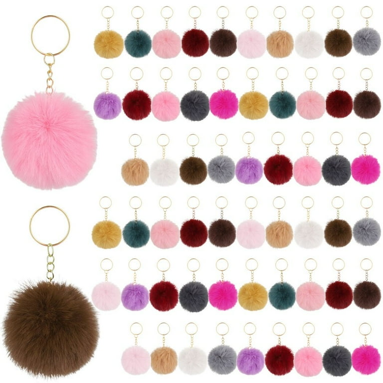 Fluffy pom poms keychain best sale
