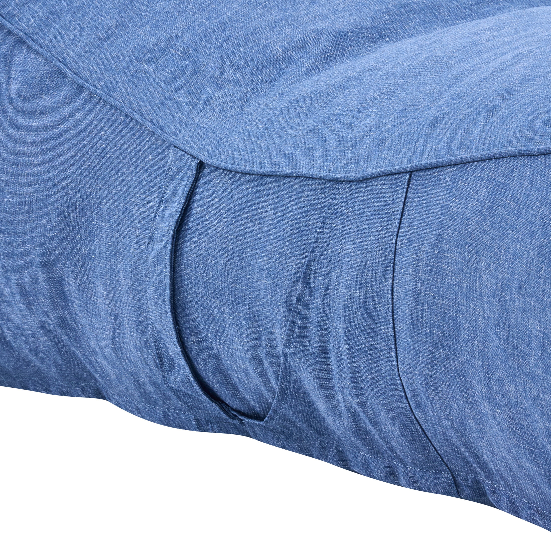 Christopher Knight Home 71" Outdoor Bean Bag Lounge Chair with Headrest Pillow, Plush Foam Fill, Navy Blue