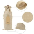 thumbnail image 2 of Bolsas de arpillera para vino con cordones, fundas reutilizables individuales para botellas de vino con cuerdas y etiquetas (10 unidades), 2 of 6