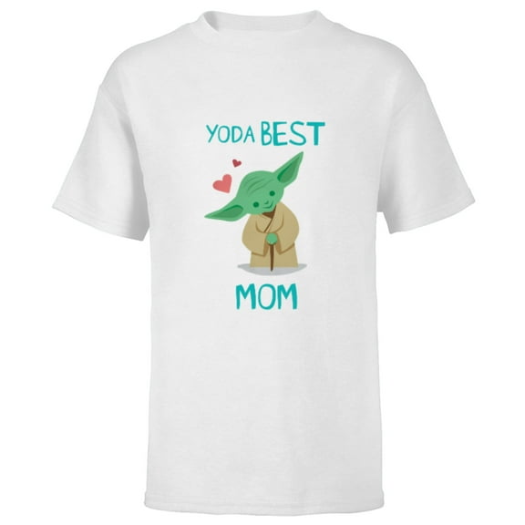 Star Wars Yoda Best Mom Hearts Mother's Day - Short Sleeve T-Shirt for Kids - Customized-White
