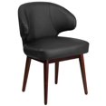thumbnail image 1 of Comfort Back Series Black Leather Side Reception Chair with Walnut Legs, 1 of 9