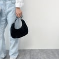 thumbnail image 2 of Sywqhk Retro Mujeres Felpa Hobos Underarm Bag Otoño Acrílico Cadena Bolsos (Negro) Sywqhk Para estrenar, 2 of 9