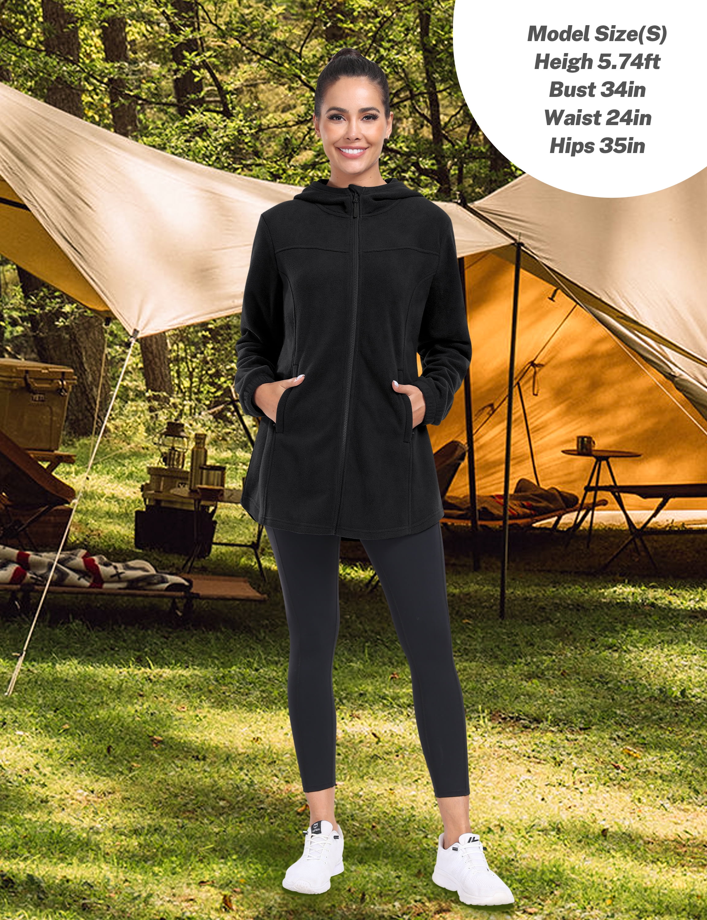 YIRUIYA Women's Polar Fleece Hooded Jacket Full Zip Outwear with Pockets