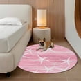 thumbnail image 3 of Round Area Rugs Collection 8 Ft, Pink Coastal Non-Slip Residential Carpet, Summer Ocean Waves Ombre Sea Starfish Indoor Crawling Mats Runner Rugs for Living Room/Dining Room/Bedroom, 3 of 9