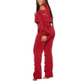 thumbnail image 2 of Gomelly Women Jogger Set Solid Color Crop Tops And Pant Outfits Cropped Two Piece Outfit Ladies Plain Work Lounge Sets Long Sleeve Red M, 2 of 3