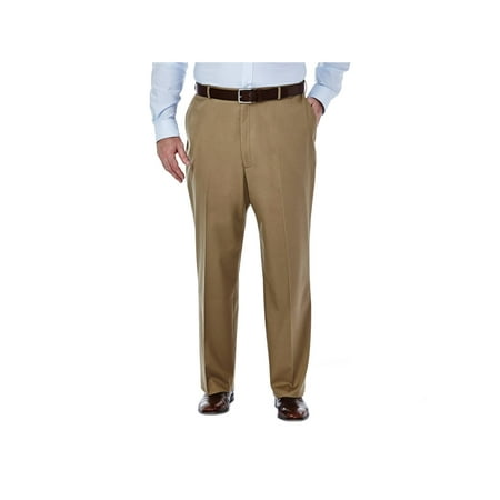 Haggar Men's Big & Tall Premium No Iron Khaki Flat Pant Classic Fit