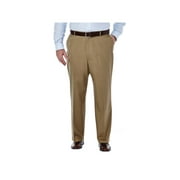Haggar Men's Motion Khaki Classic Fit Flat Front Hiddden Expandable Waistband Pant