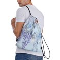 thumbnail image 4 of Yiaed Bird Butterfly Stripe Print Drawstring Bags Drawstring Backpack Bulk String Back Pack Gym Sport Bag-Small, 4 of 5