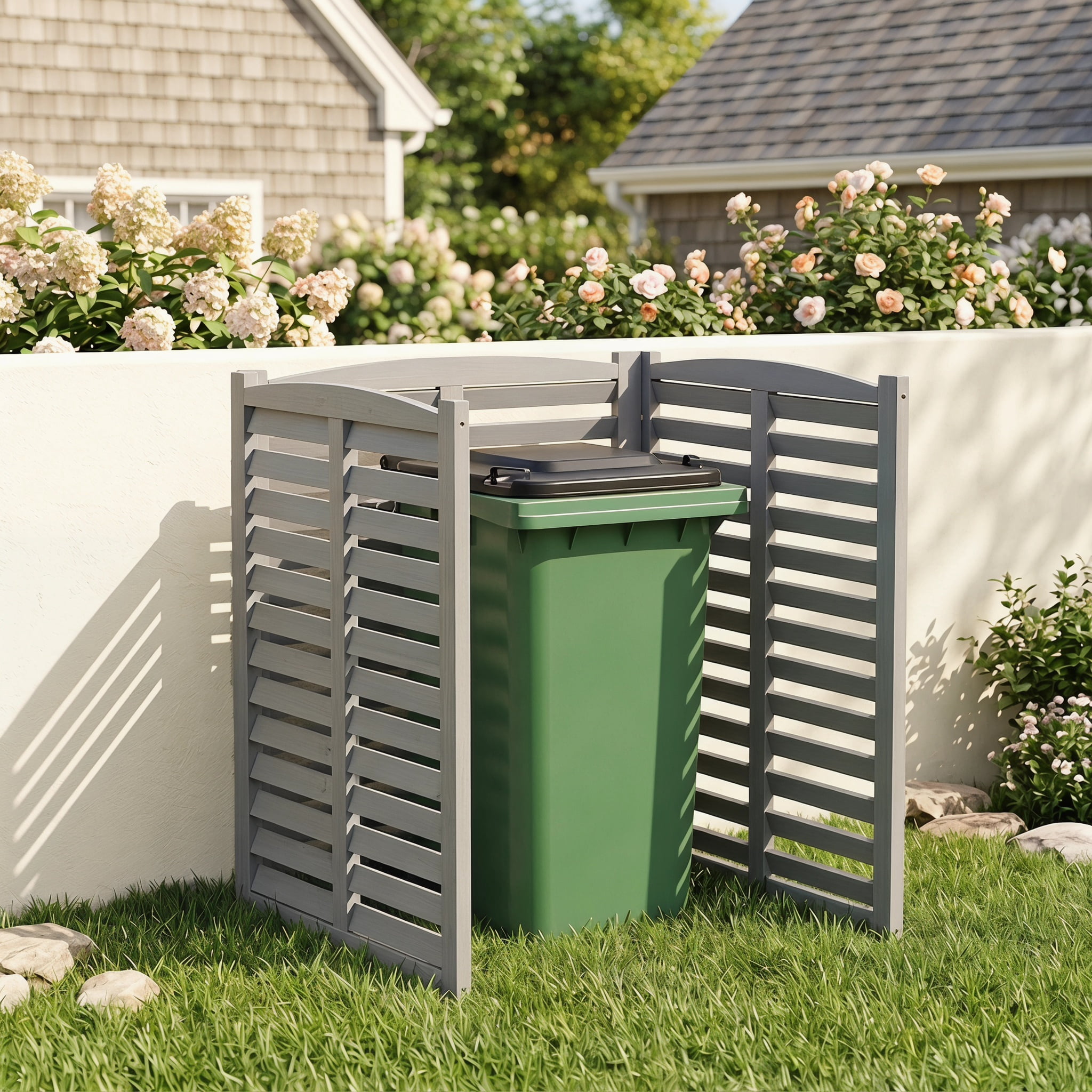 3-Panel Solid Wood Privacy Screen 32×38 Inch, Ventilated Outdoor AC Unit Fence Freestanding Enclosure for Trash Cans Pool Pump Patio Garden Decor