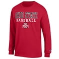 thumbnail image 2 of Men's Champion Scarlet Ohio State Buckeyes Stack Logo Baseball Long Sleeve T-Shirt, 2 of 3