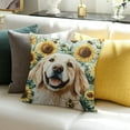 thumbnail image 3 of ZFLMY Sunshine Dog Pillow Covers  Yellow Sunflower Golden Retriever Puppy Throw Pillowcases Summer Bees Floral  Sofa Couch Patio Bedroom Cuchion Cover Decor 20x20in, 3 of 5
