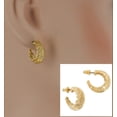 thumbnail image 2 of Pierced Small Huggie Hoop Yellow Gold Tone Leaf Earrings Ladies Adult Female Women, 2 of 4