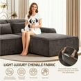thumbnail image 4 of 102'' L-Shaped Modular Sectional Sofa, Upgraded Chenille Cloud Couch, Comfy Modern Couch with 3 Side Pockets, Scratch-Resistant Pet-Friendly Sofa for Living Room (Brown, Right-Arm Facing), 4 of 9