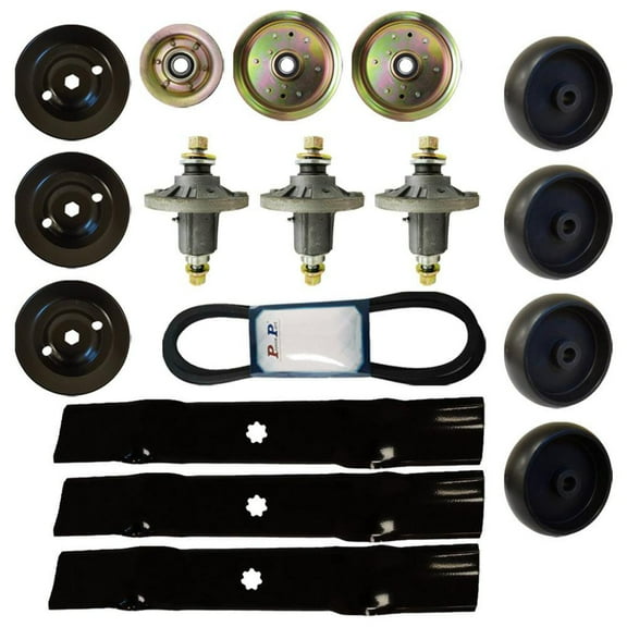Proven Part 48" Mower Deck Rebuild Kit Fits Jd D140 100 Series Blades Spindles Pulleys