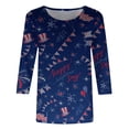 thumbnail image 4 of Camiseta estampada a la moda para mujer, blusa de manga 3/4 de longitud media, cuello redondo, camisetas informales Pompotops  FGAJ2493, 4 of 5